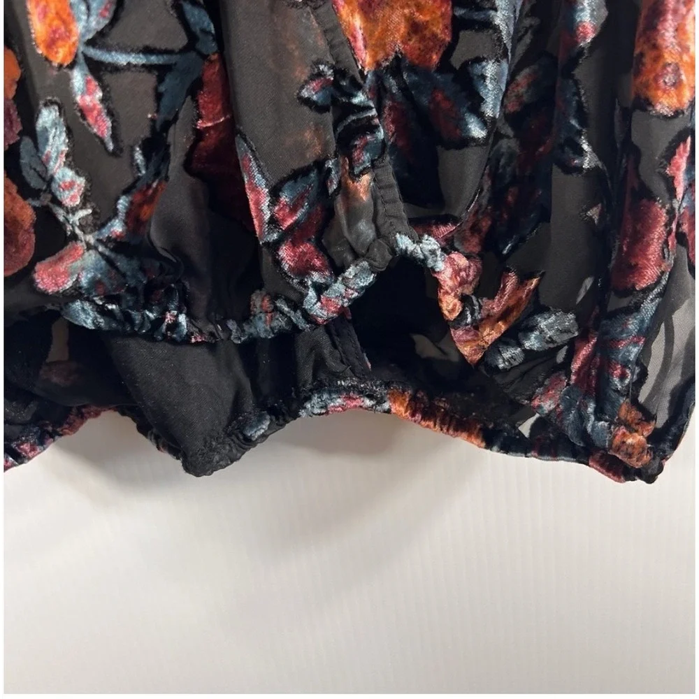 Free People Tied To You Floral Velvet Top Size Small Sheer Boho Festival